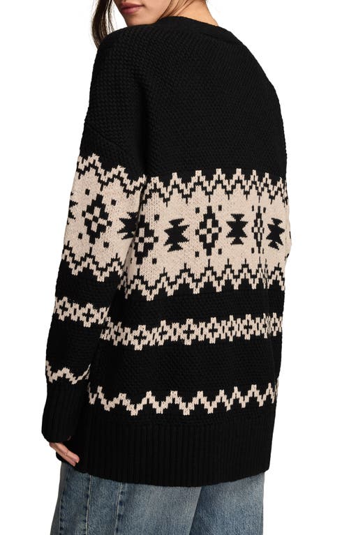 Lucky Brand Jacquard Cotton Cardigan In Black