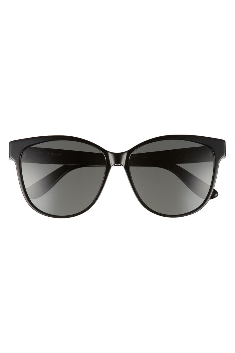 58mm Cat Eye Sunglasses, Alternate, color, BLACK