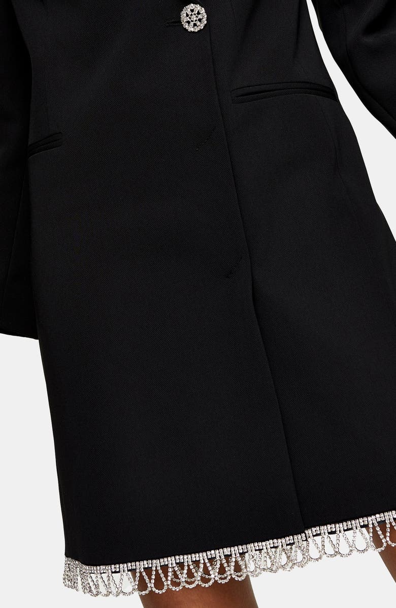 Topshop Diamante Trim Long Sleeve Blazer Minidress, Alternate, color, 