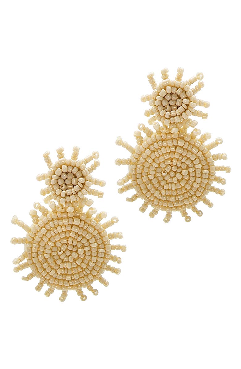 Adornia Fringe Ivory Drop Circle Beaded Earrings, Main, color, 