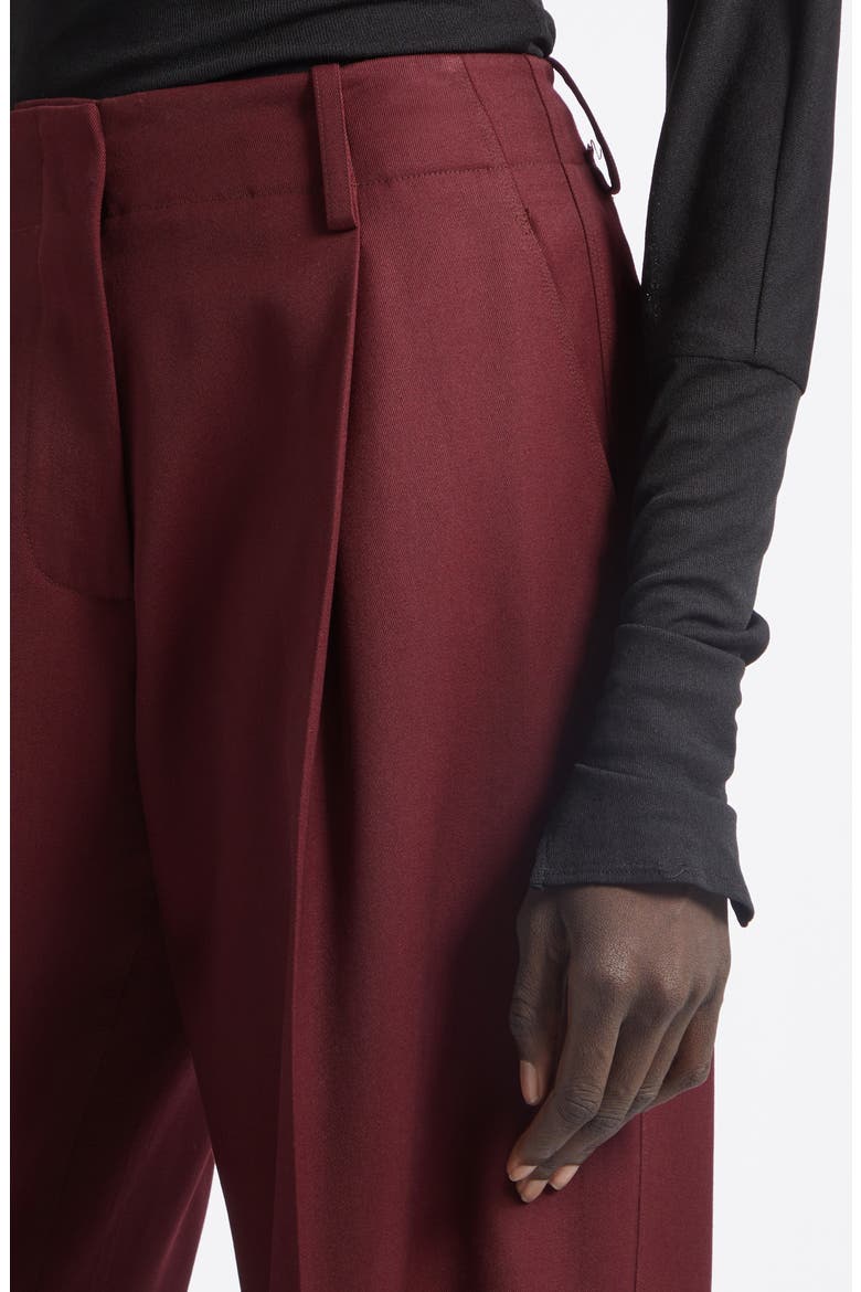 Halima Pleat Front Wool Blend Gabardine Pants, Alternate, color, OXBLOOD