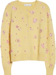 Oscar de la Renta Sequin & Crystal Embroidered Wool Cardigan