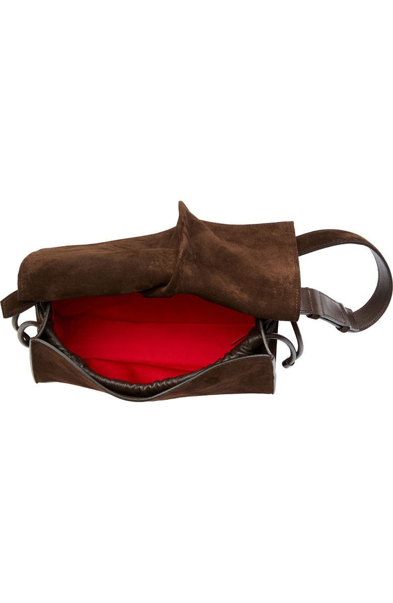 Christian Louboutin Small Baggy Suede Shoulder Bag, Alternate, color, Cosme