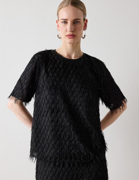 Tufted Short Sleeve Blouse