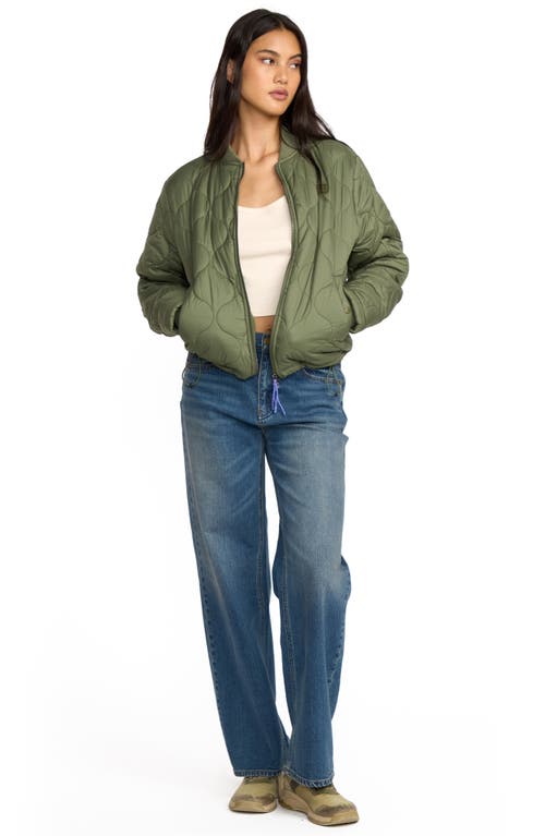 Billabong Cuesta Quilted Bomber Jacket In Metallic
