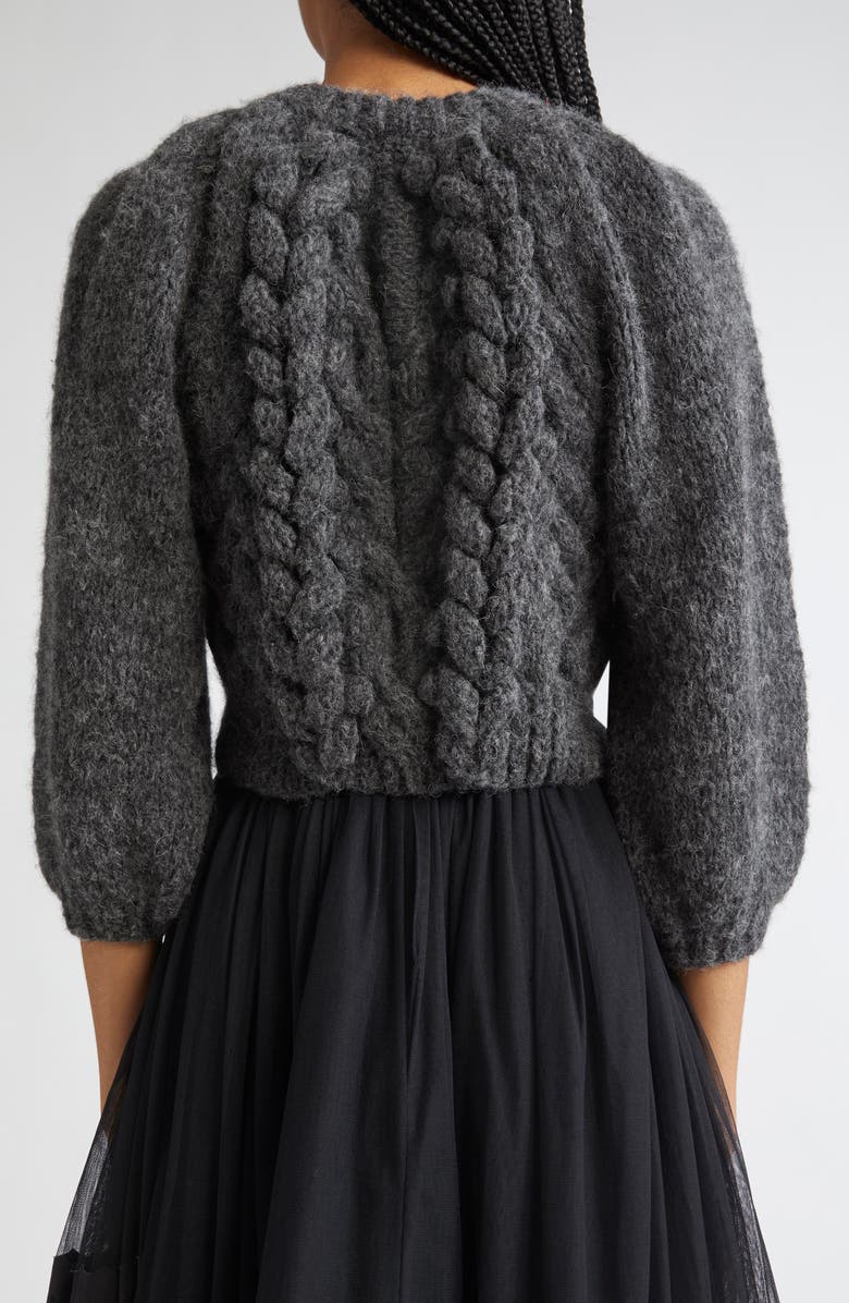 Meruert Tolegen Cross Pleat Crop Hand Knit Sweater, Alternate, color, Smoke