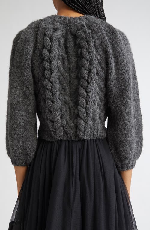Meruert Tolegen Cross Pleat Crop Hand Knit Sweater In Gray