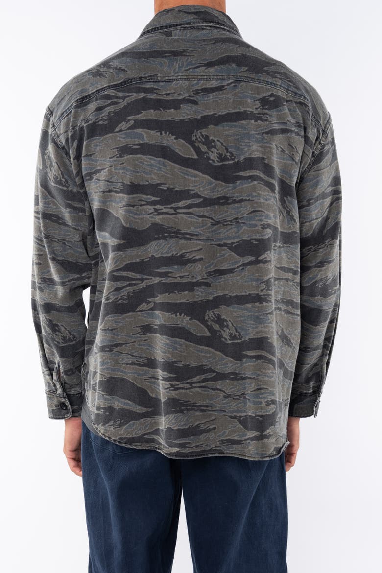 Gender Inclusive Bucky Camo Split Hem Shirt Jacket, Alternate, color, ocean-tiger-camo