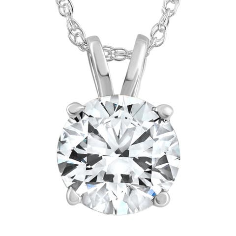 Certified 3Ct Diamond Pendant 14k Gold Lab Grown Necklace