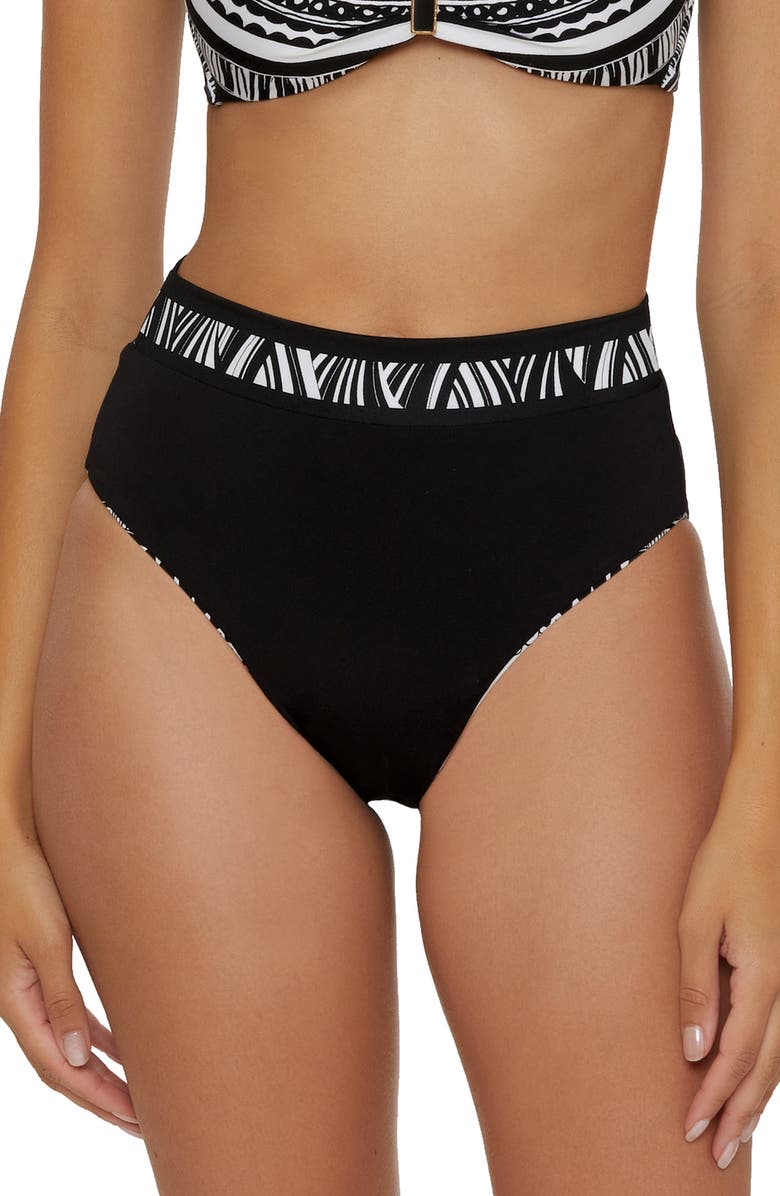 Trina Turk Hula High Waist Reversible Bikini Bottoms, Alternate, color, 