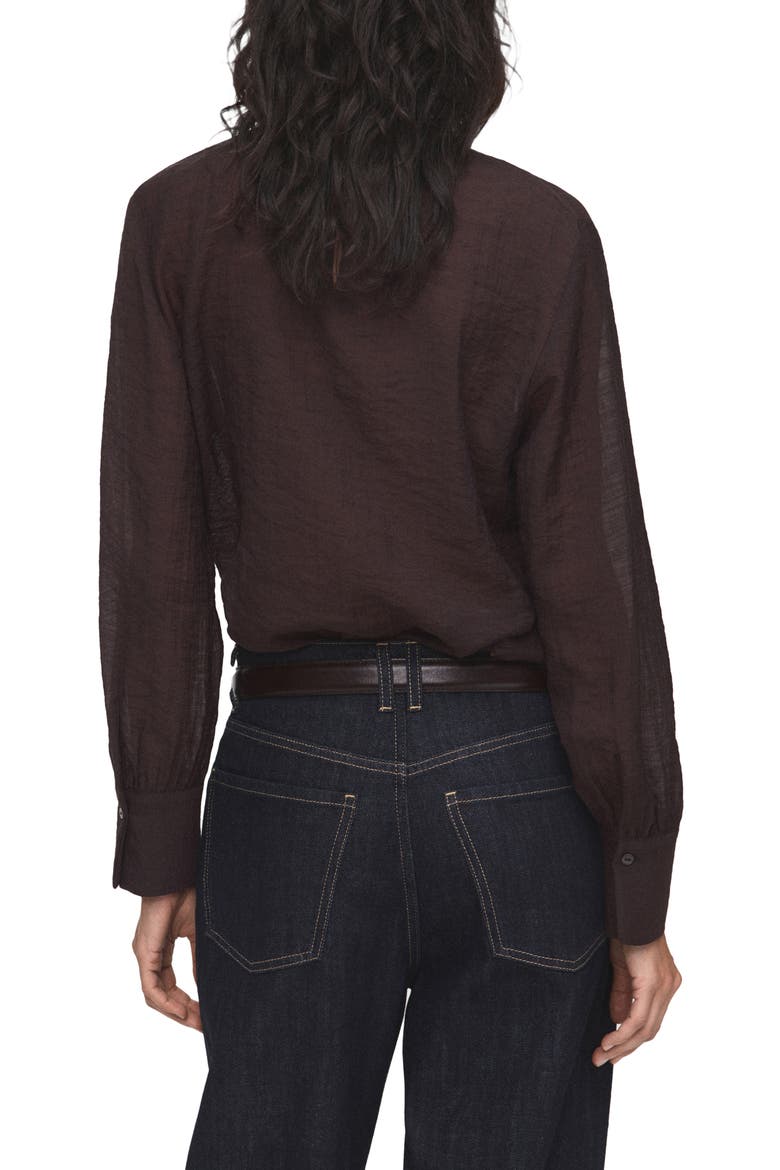 Tie Neck Textured Shirt, Alternate, color, CHOCOLATE