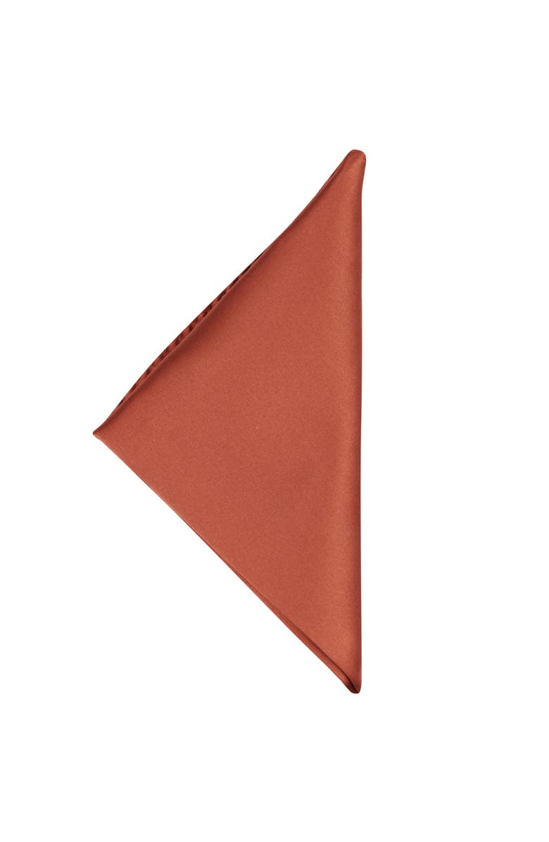Brooklyn Brigade Men's Solid Satin Pocket Square, Alternate, color, Terracotta