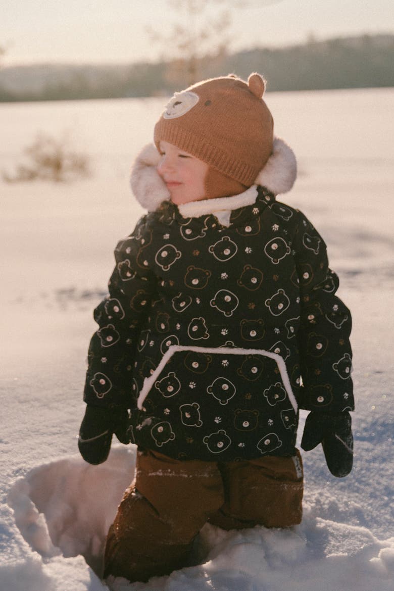 Teddy Bear Two Piece Coat Pants & Neckwarmer Snowsuit, Alternate, color, Blue Printed Teddy Bears