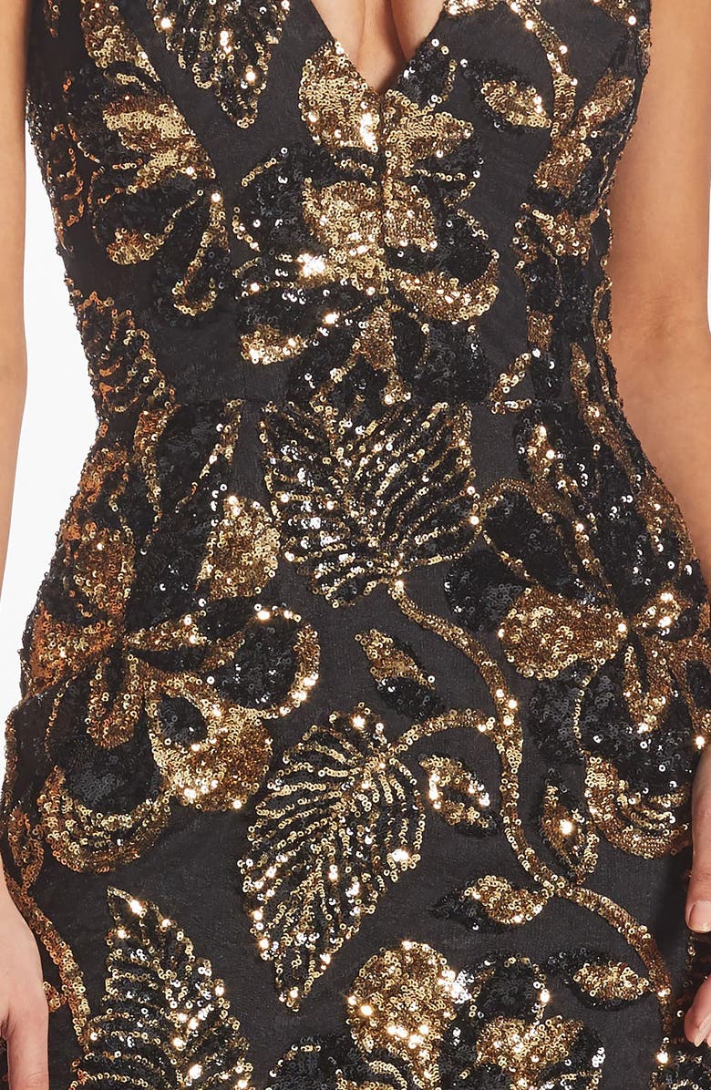 Dress the Population Margo Plunge Neck Sequin Dress, Alternate, color,