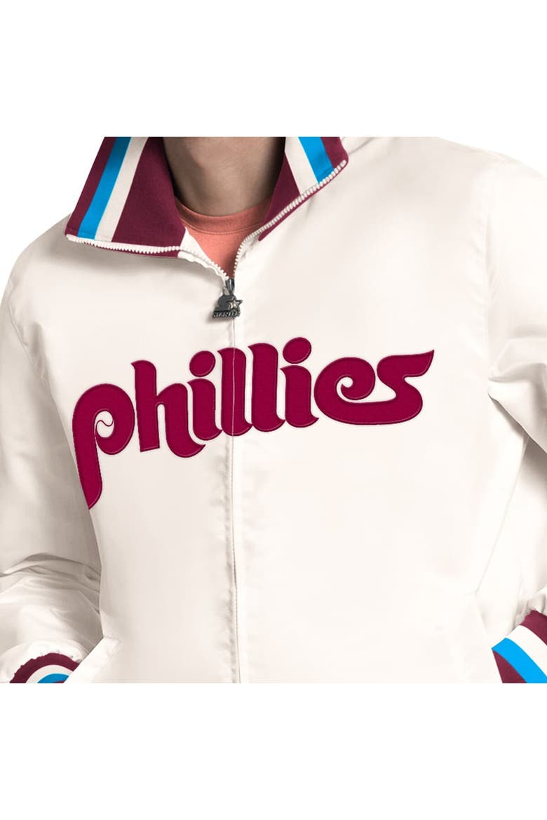 Men's Starter White Philadelphia Phillies The Captain Cooperstown Logo Full-Zip Varsity Jacket, Alternate, color, White