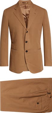 J. Mueser Waverly Tapered Sueded Cotton & Linen Suit