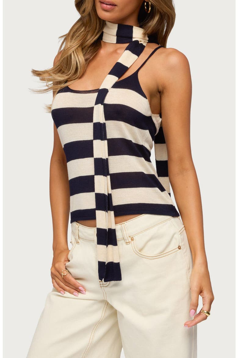 Stripe Knit Tank & Scarf, Alternate, color, NAVY-AND-CREAM