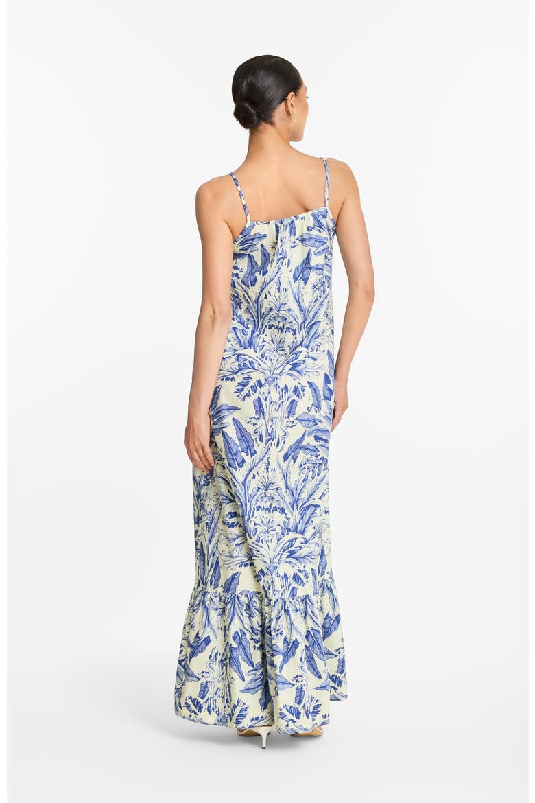 Printed Cotton Poplin Fari Maxi Dress in Toile Blu, Alternate, color, Toile Blu