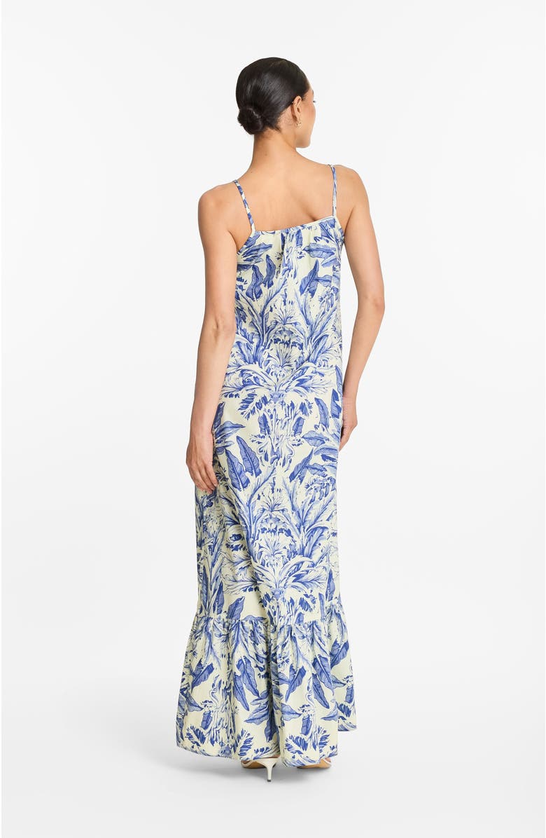 DIARRABLU Printed Cotton Poplin Fari Maxi Dress in Toile Blu, Alternate, color, Toile Blu