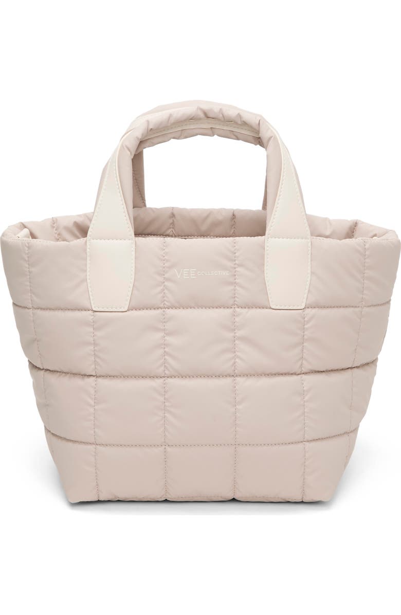 VeeCollective Small Porter Quilted Recycled Nylon Tote, Main, color, Soft Taupe