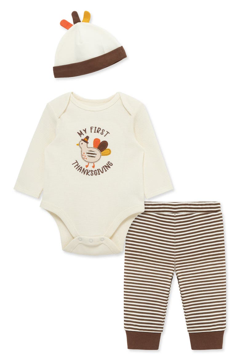 Kids' Turkey Bodysuit, Pants & Beanie 3-Piece Set, Main, color, MULTI