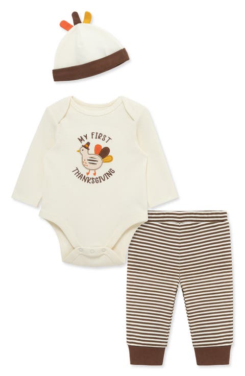 Kids' Turkey Bodysuit, Pants & Beanie 3-Piece Set