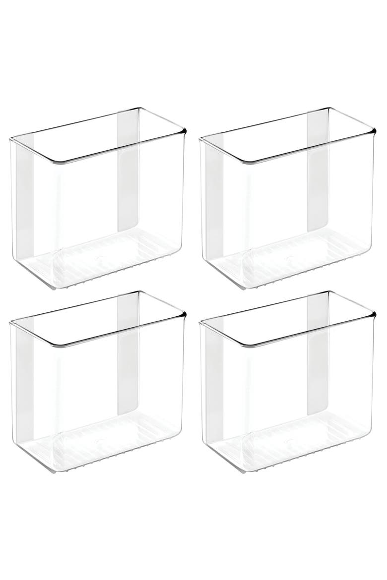 Adhesive Organizer Bin for Kitchen - Set of 4 - Clear, Main, color, Clear