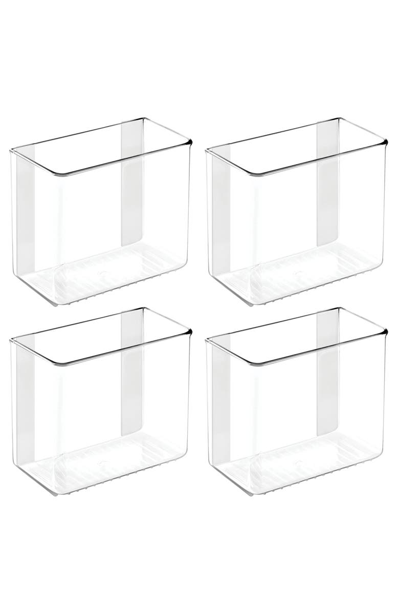 iDesign Adhesive Organizer Bin for Kitchen - Set of 4 - Clear, Main, color, Clear