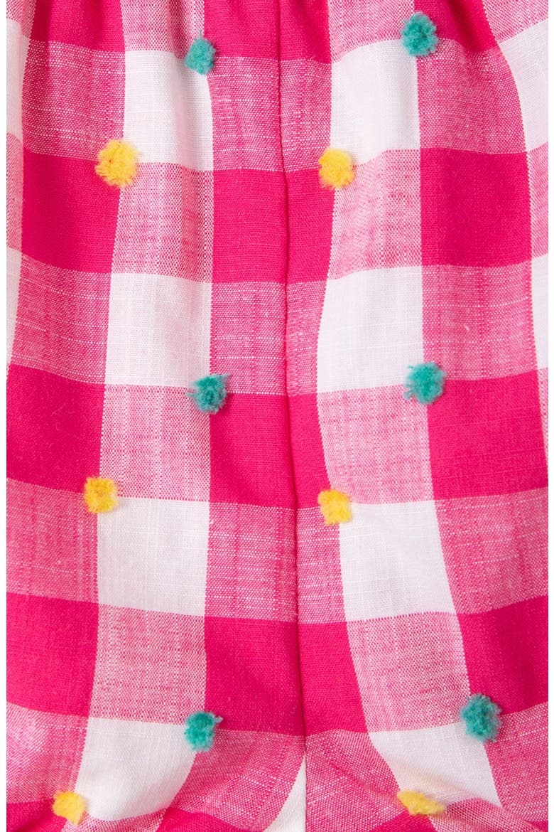 Pom Gingham Top, Shorts & Headband Set, Alternate, color, PINK
