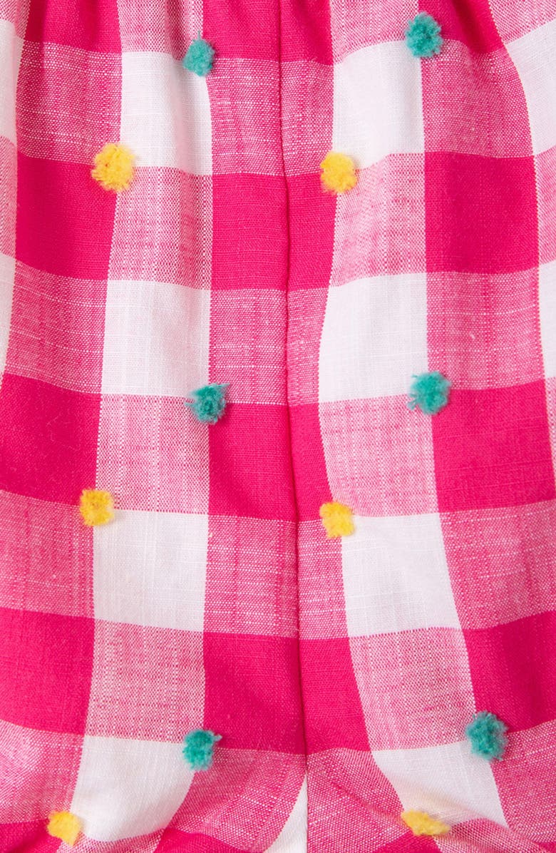 Little Me Pom Gingham Top, Shorts & Headband Set, Alternate, color,