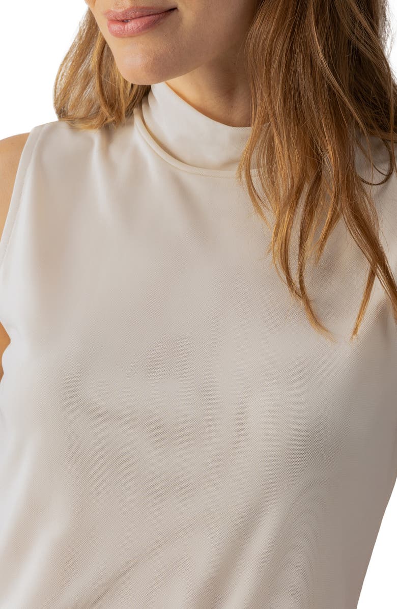 Sanctuary Sleeveless Cowl Neck Mesh Top, Alternate, color, Birch