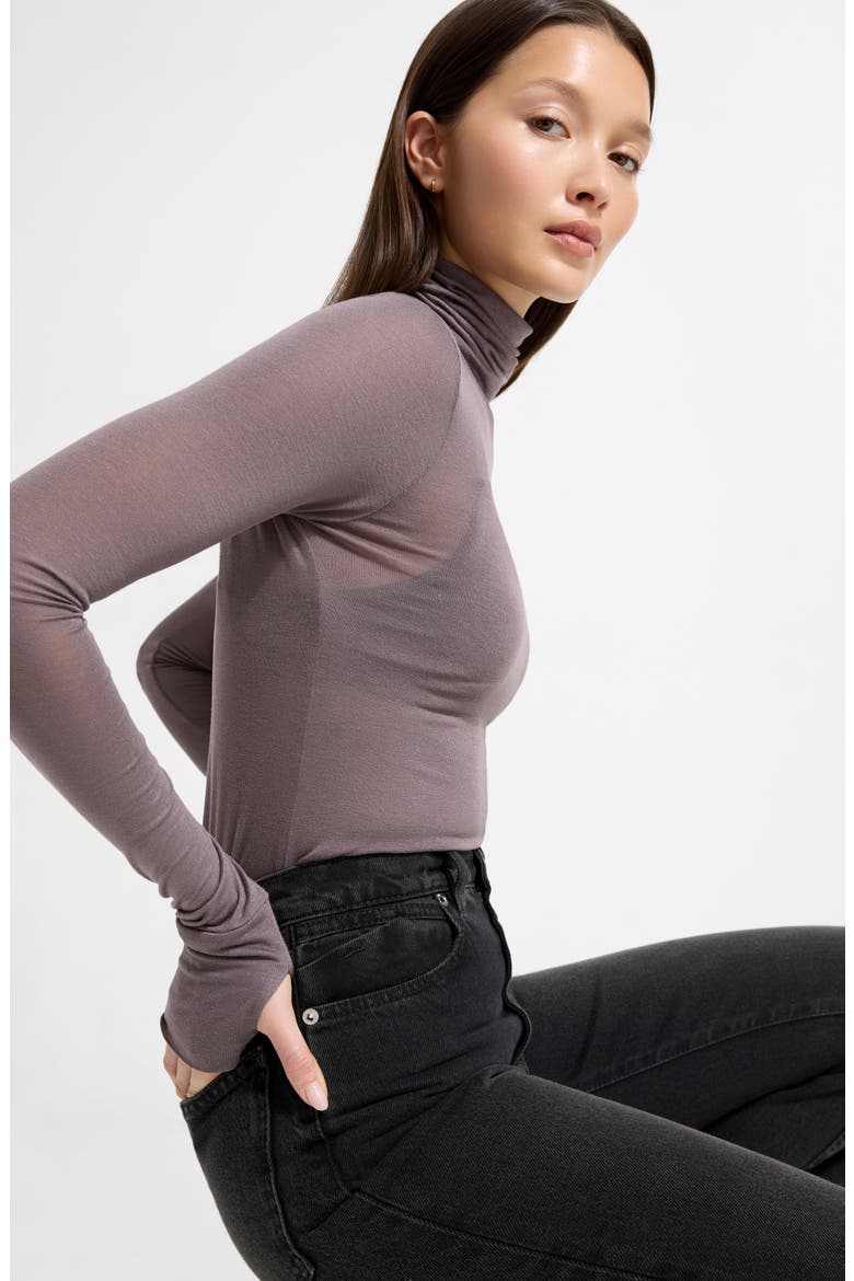 Eloise Sheer Turtleneck, Alternate, color, ANTHRACITE