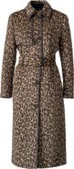Mackage Zeva-A Leopard Pattern Wool Blend & Leather Trench Coat