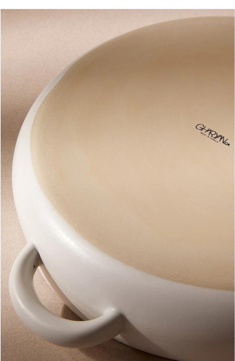 Gharyan Stoneware Large Serving Plate With Handles, Alternate, color, White