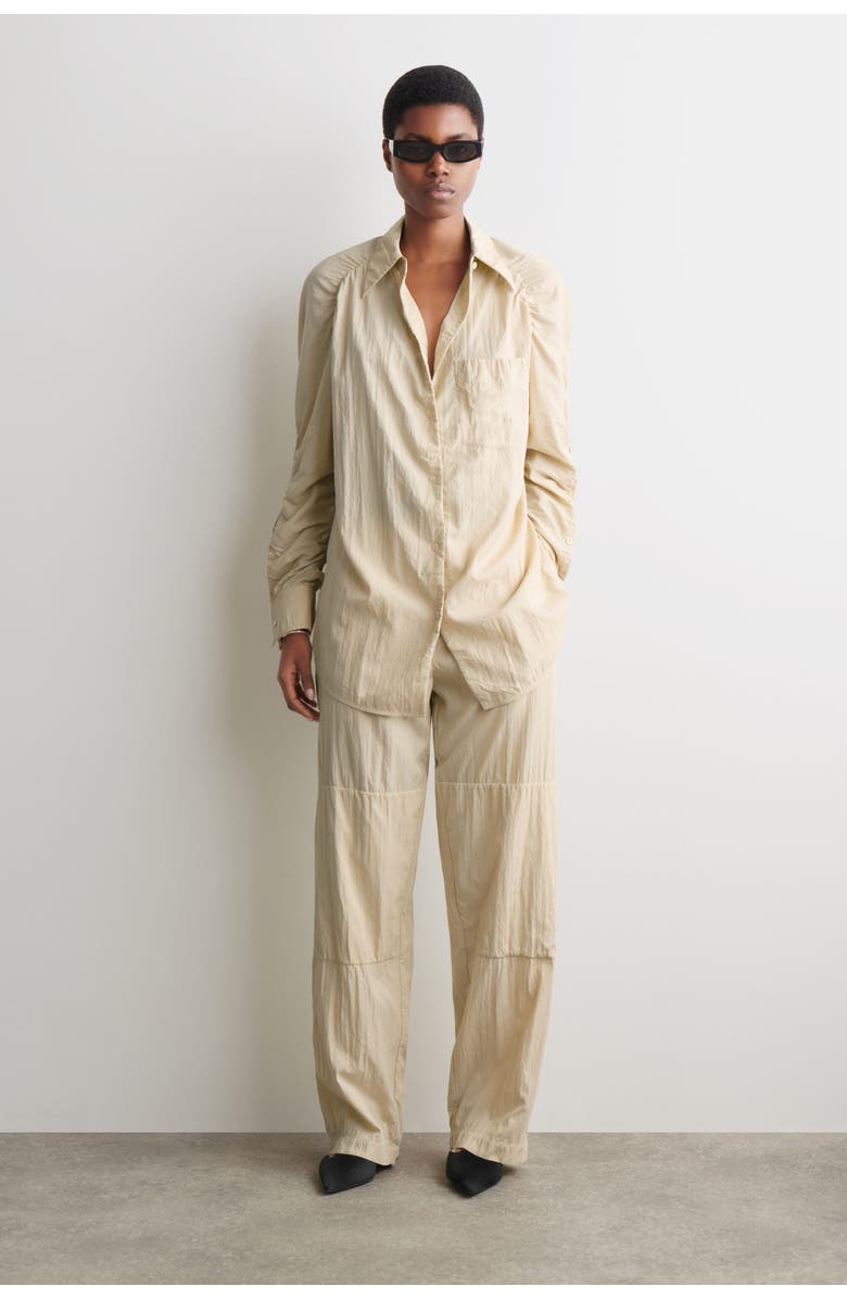 COS Crinkled-Silk Shirt, Alternate, color, Light Beige