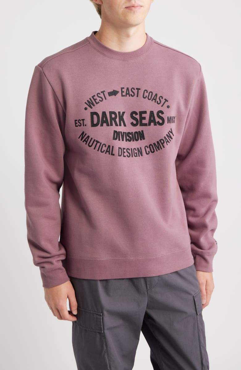 DARK SEAS Waterloo Logo Appliqué Crewneck Sweatshirt, Main, color, Rose