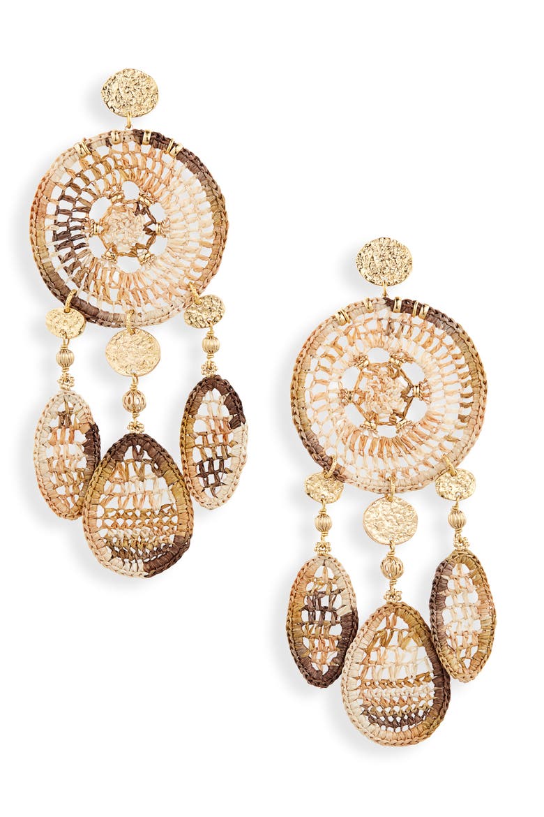 Fanfaria Drop Earrings, Main, color, BROWN
