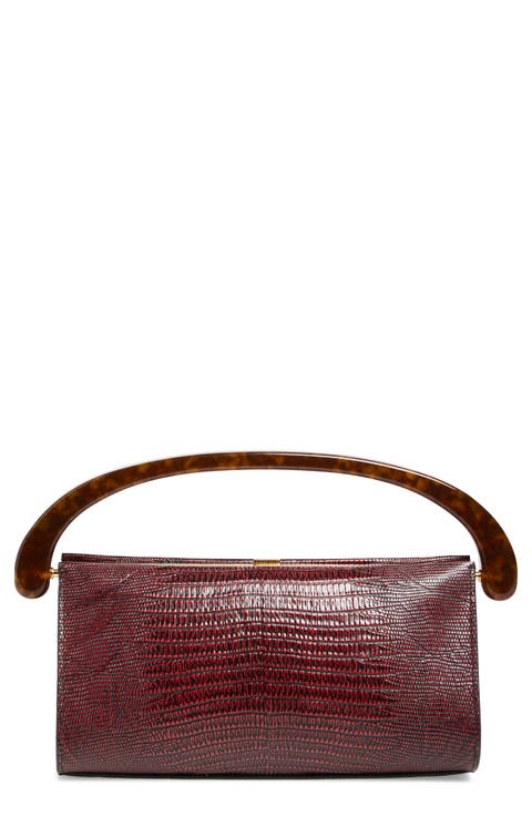 Croc Embossed Leather Handbag