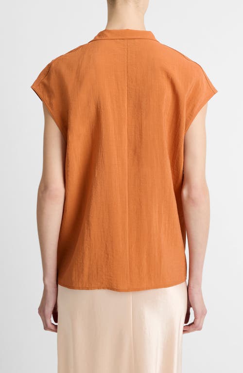 Vince Cap-sleeve Blouse In Dusk Ember