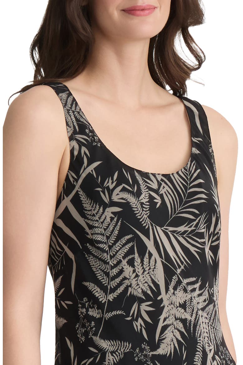 Botanical Print Chiffon Tiered Maxi Dress, Alternate, color, JONES BLACK / JONES KHAKI