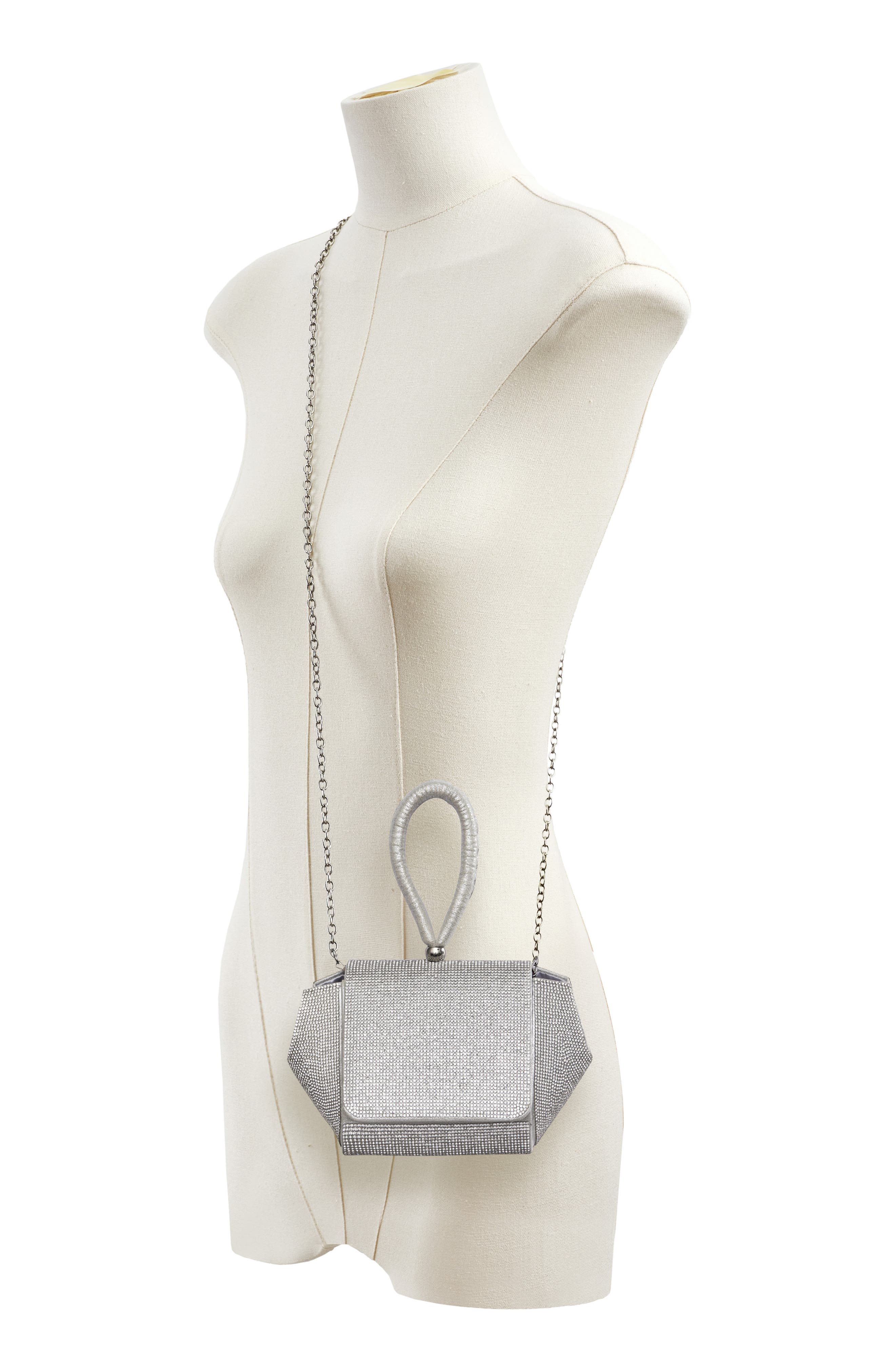 LADY COUTURE Architectural Rhinestone Evening Bag, Alternate, color, Silver