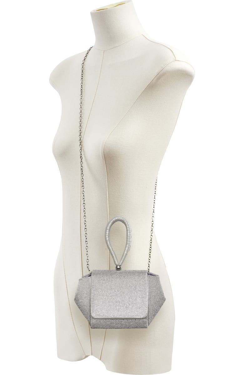 LADY COUTURE Architectural Rhinestone Evening Bag, Alternate, color, Silver