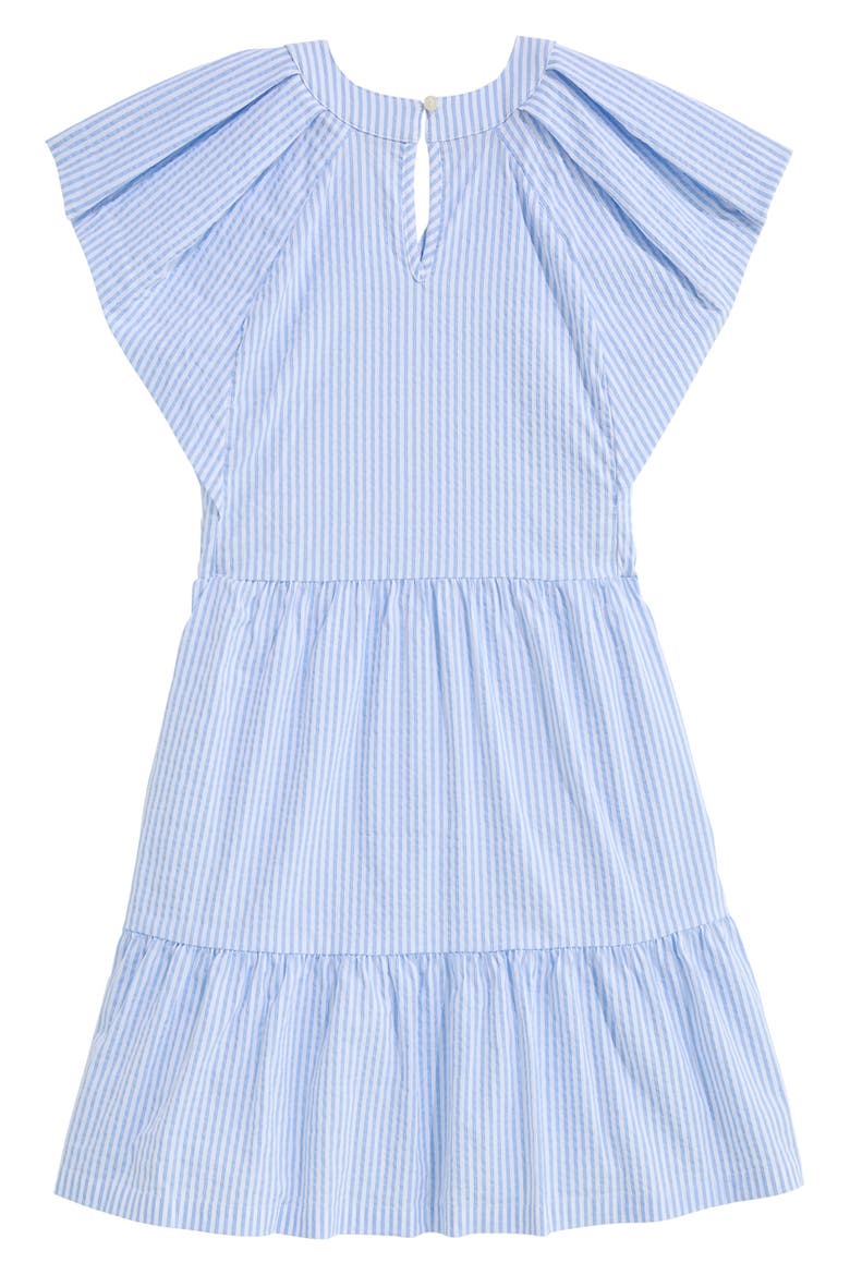 Kids' Sophie Harbor Flutter Sleeve Seersucker UPF 30+ Sundress, Alternate, color, SEERSUCKER-JAKE BLUE
