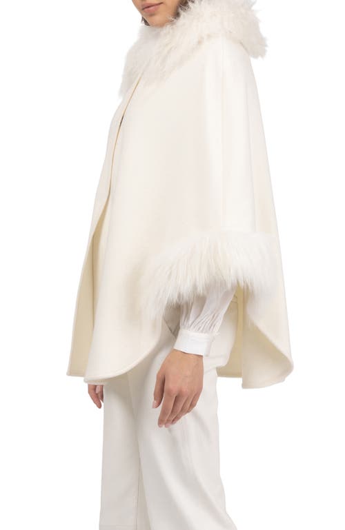 Gorski Select Wool Cape With Select Lamb Collar And Cuffs In White