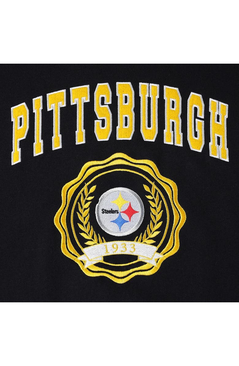 Tommy Hilfiger Women's Tommy Hilfiger Black Pittsburgh Steelers Becca Drop Shoulder Pullover Hoodie, Alternate, color, Black