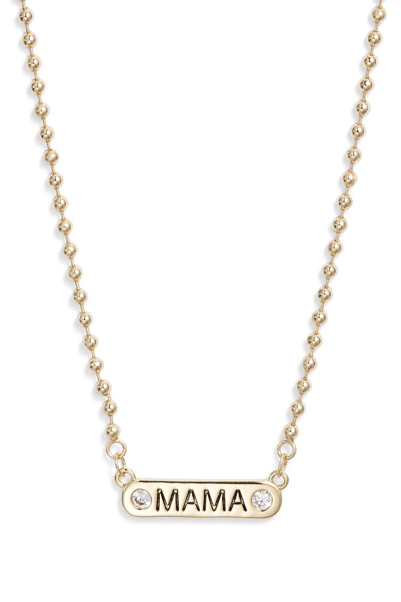 Gift Boxed Demi Fine Cubic Zirconia Mama Pendant Necklace, Alternate, color, CLEAR- GOLD