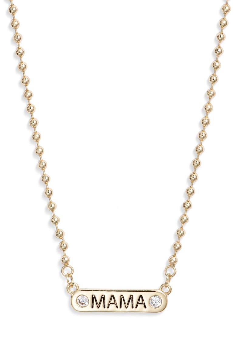 Chelsea28 Demi Fine Cubic Zirconia Mama Pendant Necklace, Alternate, color, Clear- Gold