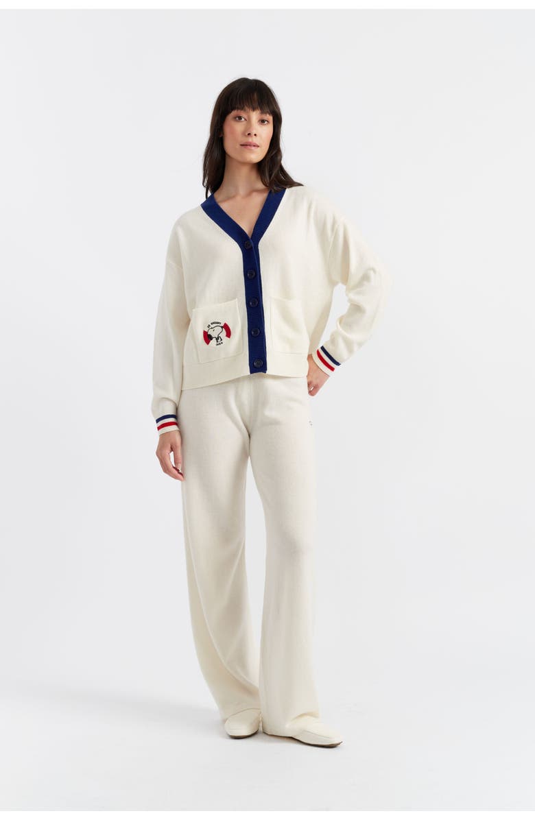 Chinti & Parker Snoopy Badge Nautical Wool Cashmere Cardigan, Main, color, Cream/Multi