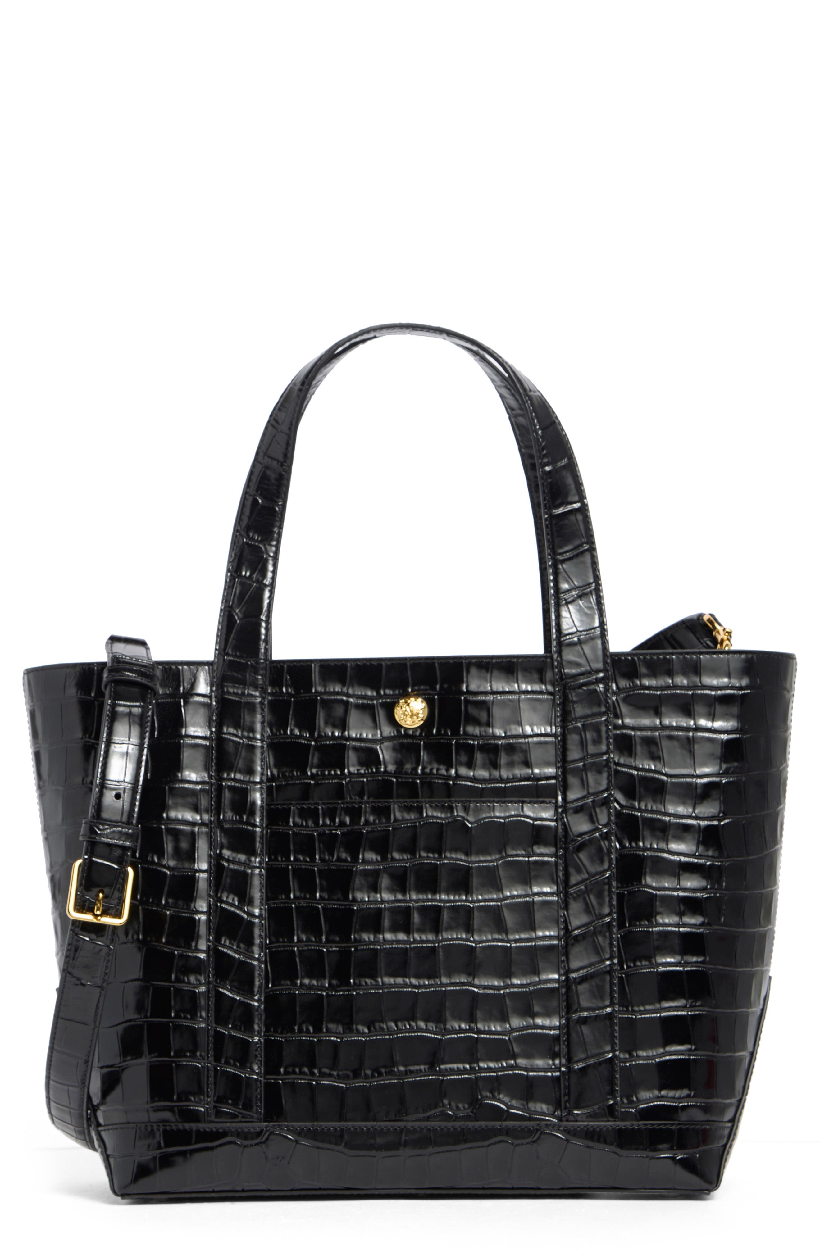 Veronica Beard Goody Grand Croc Embossed Leather Tote Bag, Main, color, 