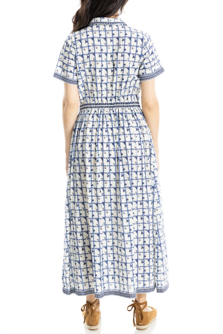 Printed Maxi Shirtdress, Alternate, color, CREAM/ BLUE LEAFY